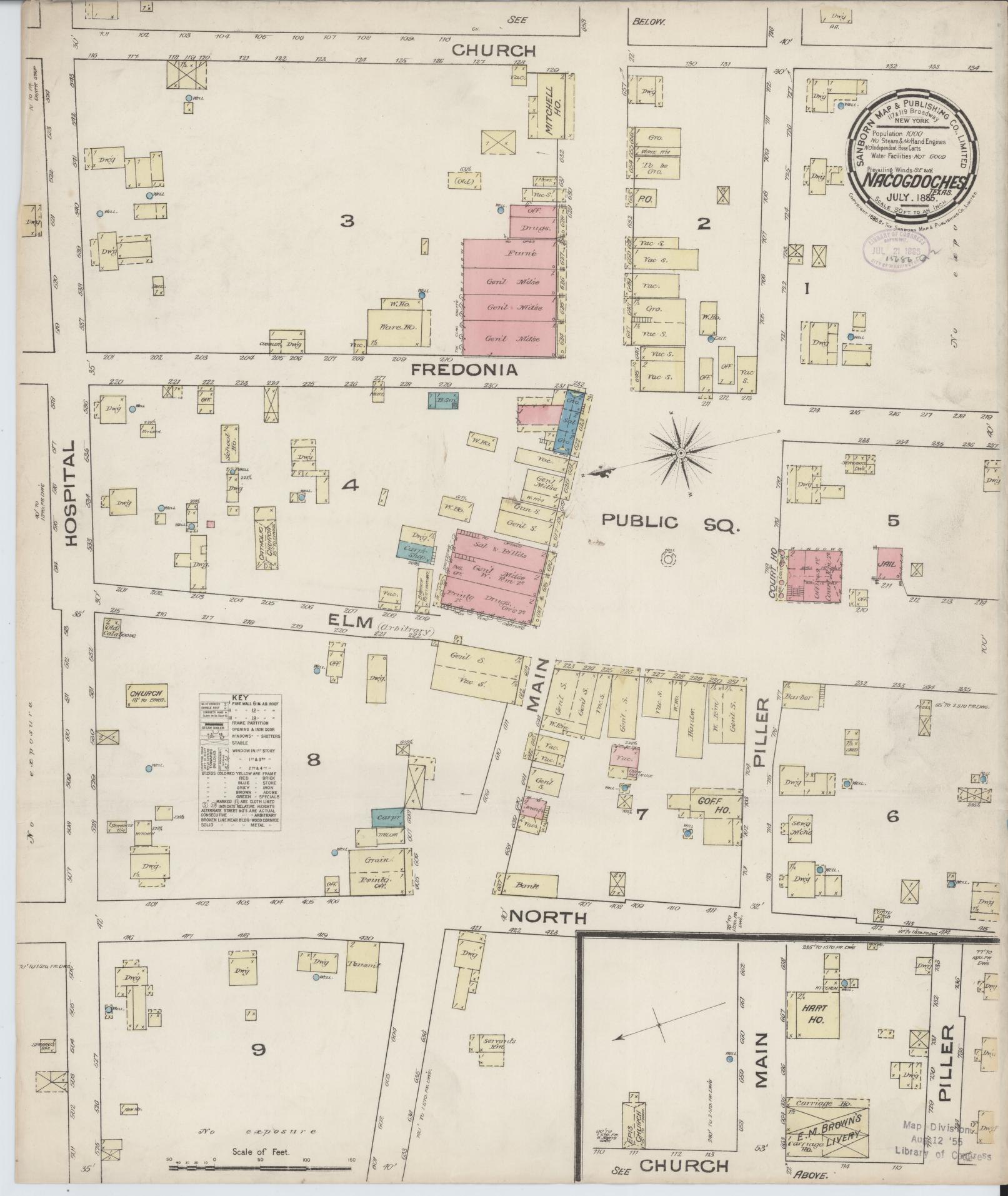 Sanborn Fire Insurance Map from Nacogdoches, Nacogdoches County, Texas. (1885) – Historic Sanborn Fire Insurance Map Print