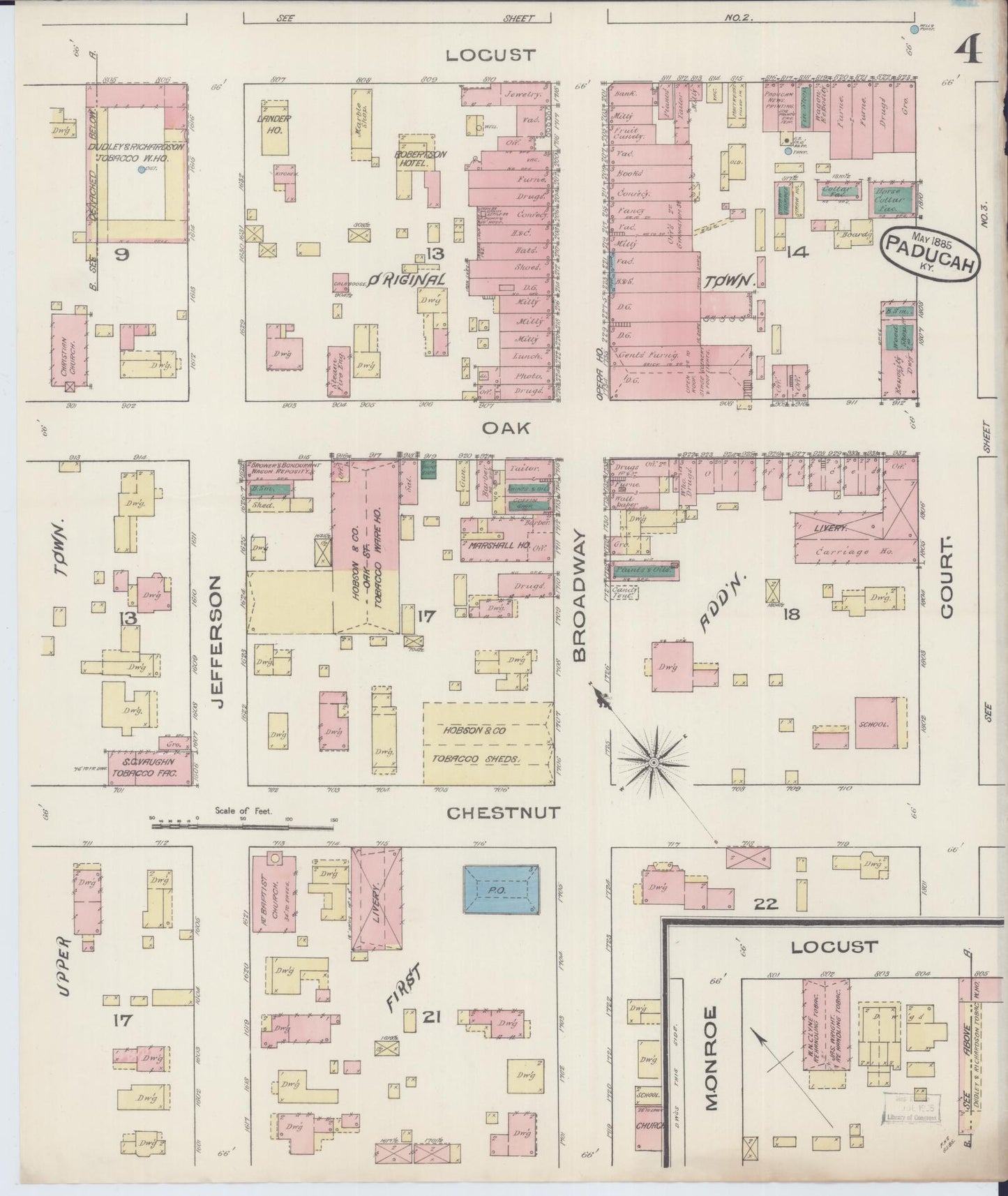 Sanborn Fire Insurance Map from Paducah, Mccraken County, Kentucky (1885), Sheet #0004 - Complete Map Set gallery image, historic Sanborn map, vintage wall art, Kentucky Kentucky