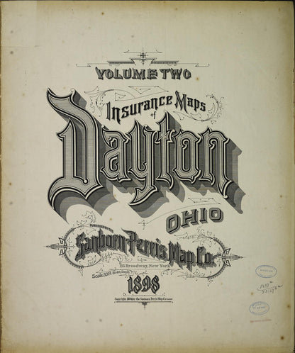 Sanborn Fire Insurance Map from Dayton, Montgomery County, Ohio (1898), Sheet #0001 - Historic Sanborn Fire Insurance Map Print, vintage old map wall art, antique decor, genealogy gift, Ohio Ohio map