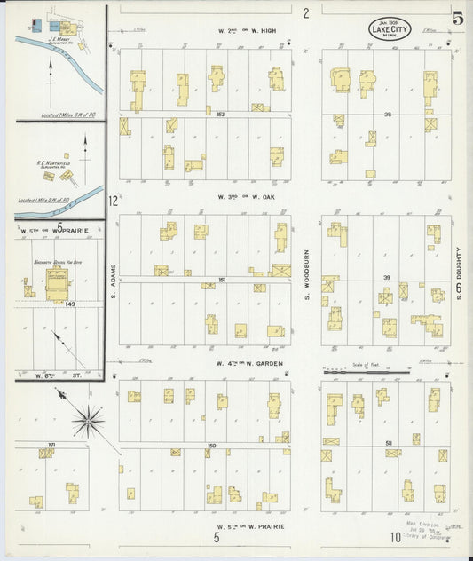 Sanborn Fire Insurance Map from Lake City, Wabasha County, Minnesota (1909), Sheet #0005 - Historic Sanborn Fire Insurance Map Print, vintage old map wall art, antique decor, genealogy gift, Minnesota Minnesota map
