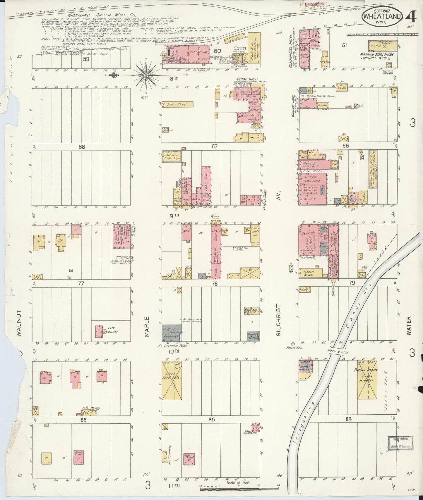 Sanborn Fire Insurance Map from Wheatland, Platte County, Wyoming (1907), Sheet #0004 - Complete Map Set gallery image, historic Sanborn map, vintage wall art, Wyoming Wyoming