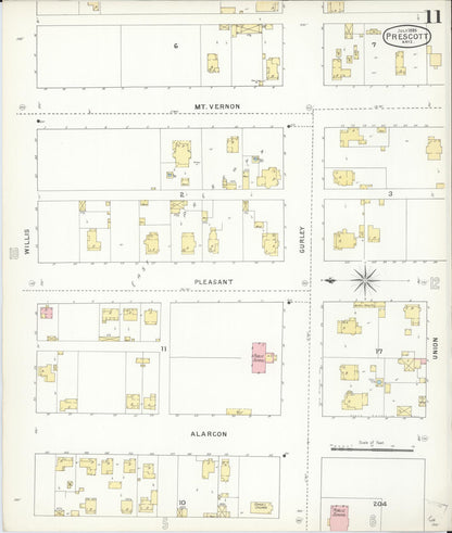 Sanborn Fire Insurance Map from Prescott, Yavapai County, Arizona (1895), Sheet #0011 - Complete Map Set gallery image, historic Sanborn map, vintage wall art, Arizona Arizona