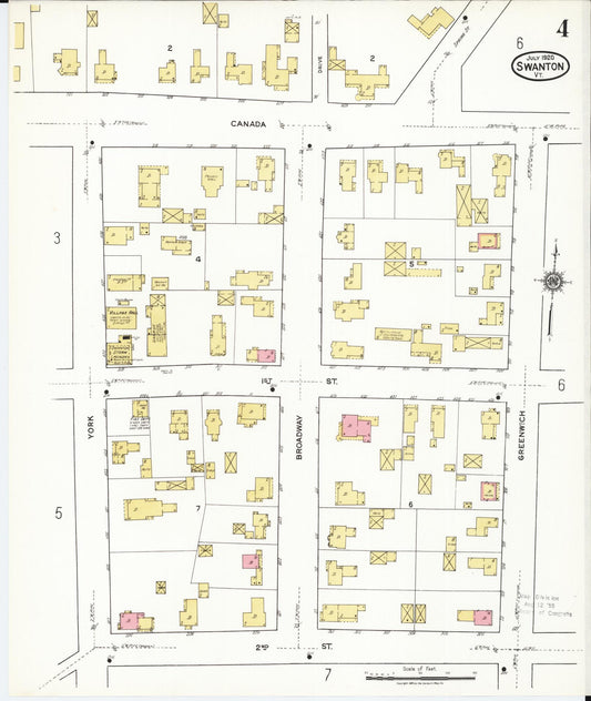 Sanborn Fire Insurance Map from Swanton, Franklin County, Vermont (1920), Sheet #0004 - Historic Sanborn Fire Insurance Map Print, vintage old map wall art, antique decor, genealogy gift, Vermont Vermont map
