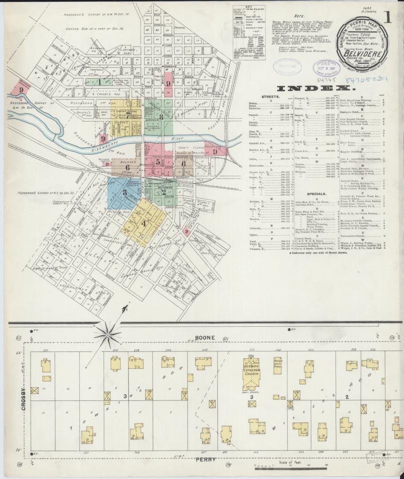 Sanborn Fire Insurance Map from Belvidere, Boone County, Illinois. (1897) – Map View