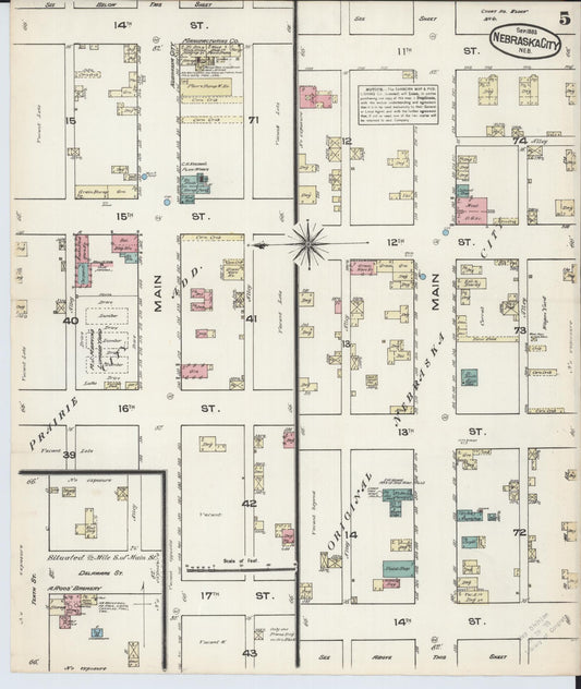 Sanborn Fire Insurance Map from Nebraska City, Otoe County, Nebraska (1883), Sheet #0005 - Historic Sanborn Fire Insurance Map Print, vintage old map wall art, antique decor, genealogy gift, Nebraska Nebraska map