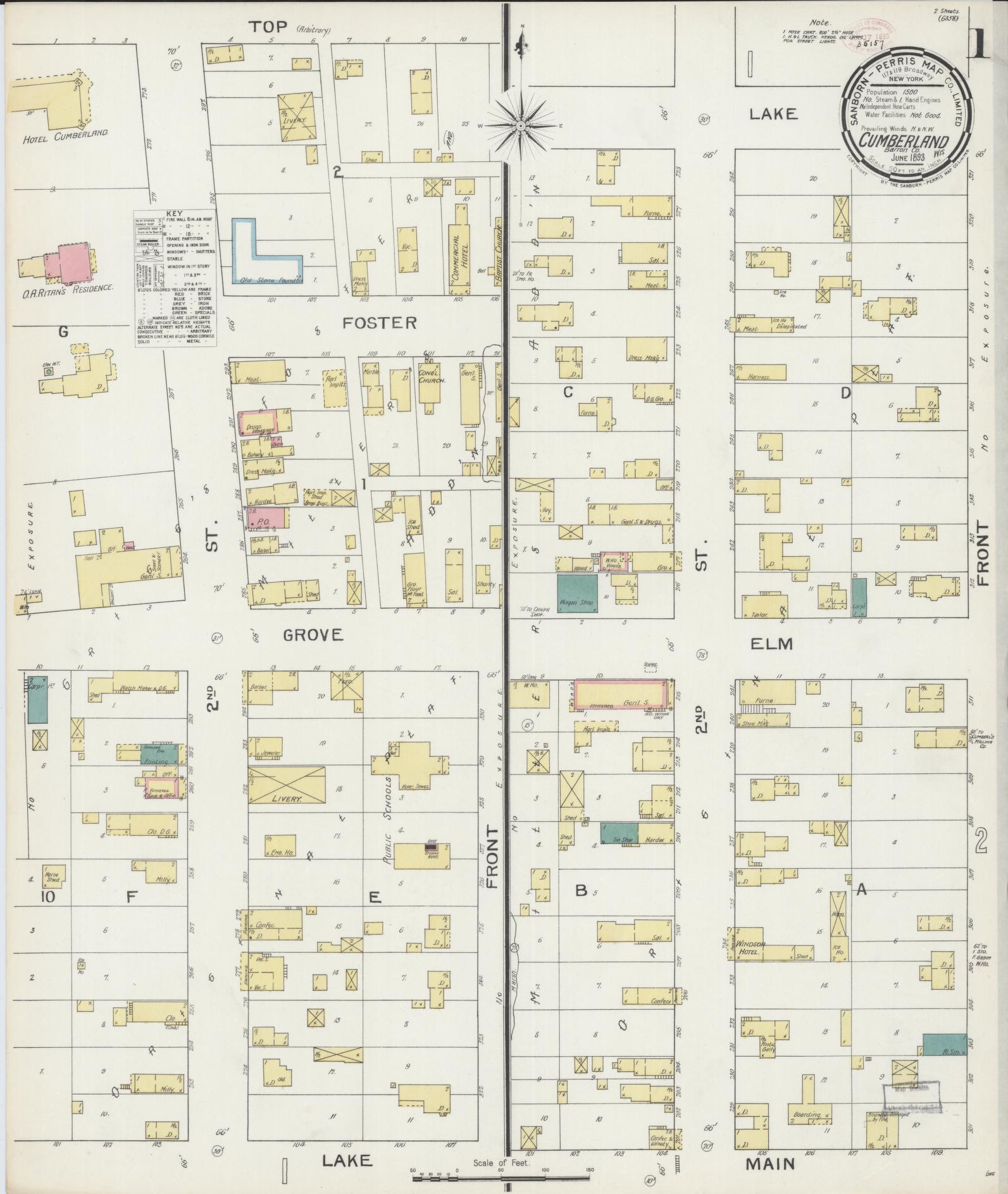 Sanborn Fire Insurance Map from Cumberland, Barron County, Wisconsin (1893), Sheet #0001 - Historic Sanborn Fire Insurance Map Print, vintage old map wall art, antique decor, genealogy gift, Wisconsin Wisconsin map