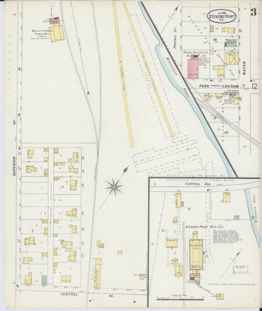 Sanborn Fire Insurance Map from Stevens Point, Portage County, Wisconsin (1898), Sheet #0003 - Historic Sanborn Fire Insurance Map Print, vintage old map wall art, antique decor, genealogy gift, Wisconsin Wisconsin map