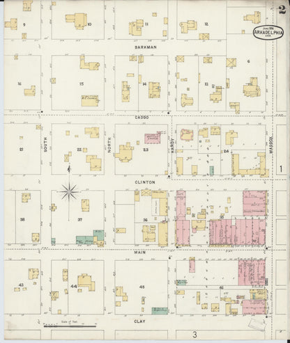 Sanborn Fire Insurance Map from Arkadelphia, Clark County, Arkansas (1896), Sheet #0002 - Complete Map Set gallery image, historic Sanborn map, vintage wall art, Arkansas Arkansas