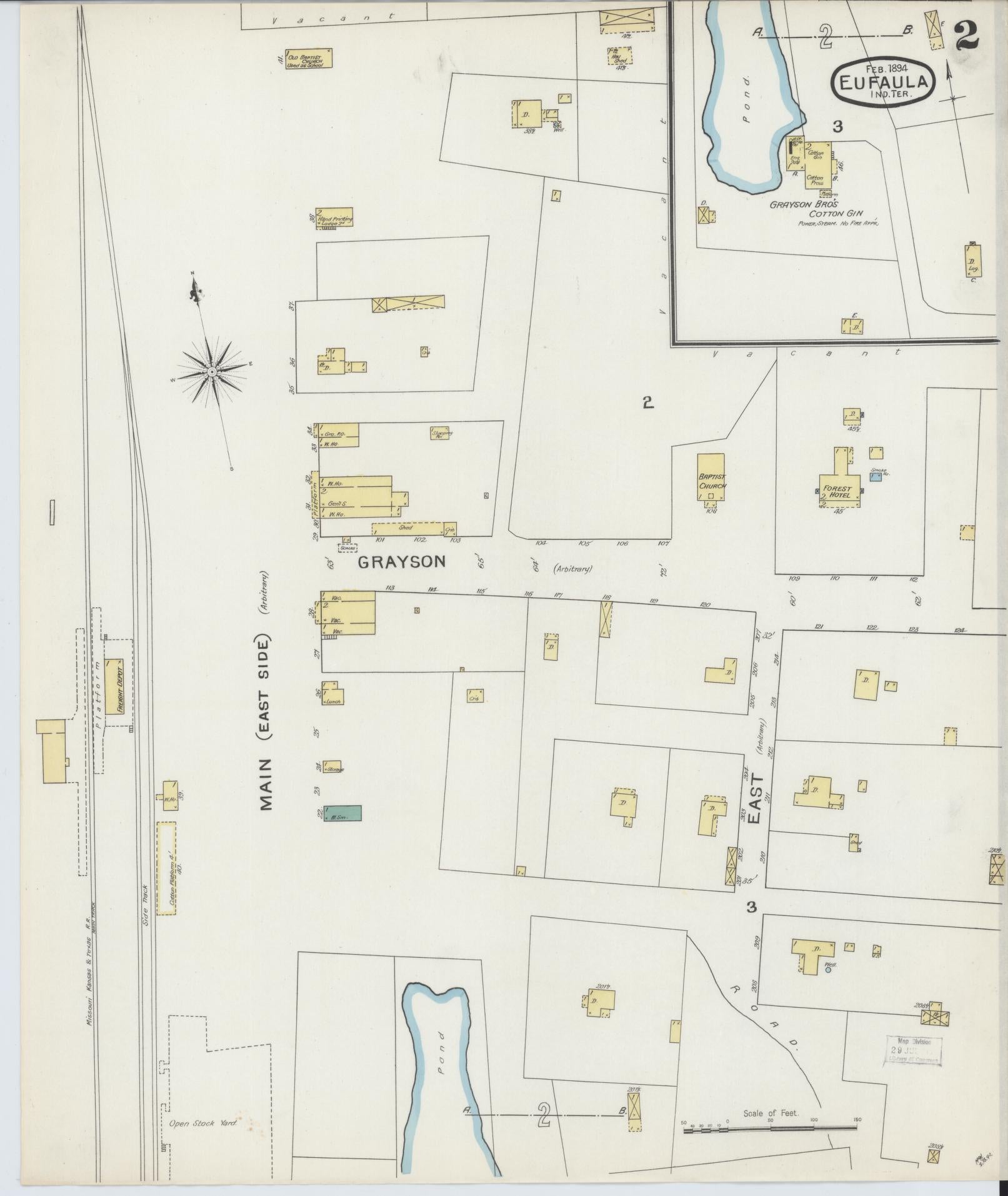Sanborn Fire Insurance Map from Eufala, McIntosch County, Oklahoma (1894), Sheet #0002 - Complete Map Set gallery image, historic Sanborn map, vintage wall art, Oklahoma Oklahoma