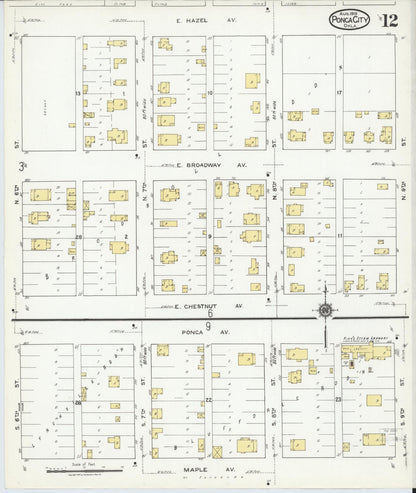 Sanborn Fire Insurance Map from Ponca City, Kay County, Oklahoma (1919), Sheet #0012 - Complete Map Set gallery image, historic Sanborn map, vintage wall art, Oklahoma Oklahoma
