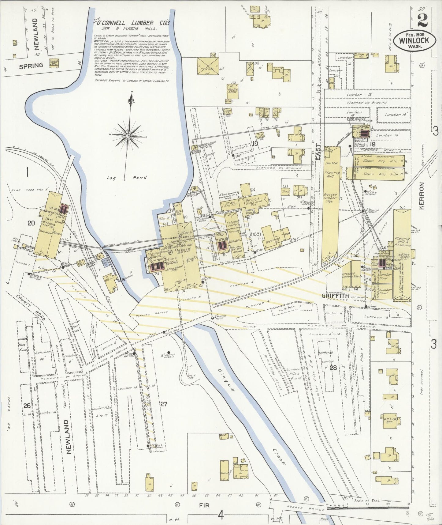 Sanborn Fire Insurance Map from Winlock, Lewis County, Washington (1909), Sheet #0002 - Complete Map Set gallery image, historic Sanborn map, vintage wall art, Washington Washington