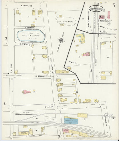 Sanborn Fire Insurance Map from Mechanicsburg, Cumberland County, Pennsylvania (1911), Sheet #0007 - Historic Sanborn Fire Insurance Map Print, vintage old map wall art, antique decor, genealogy gift, Pennsylvania Pennsylvania map