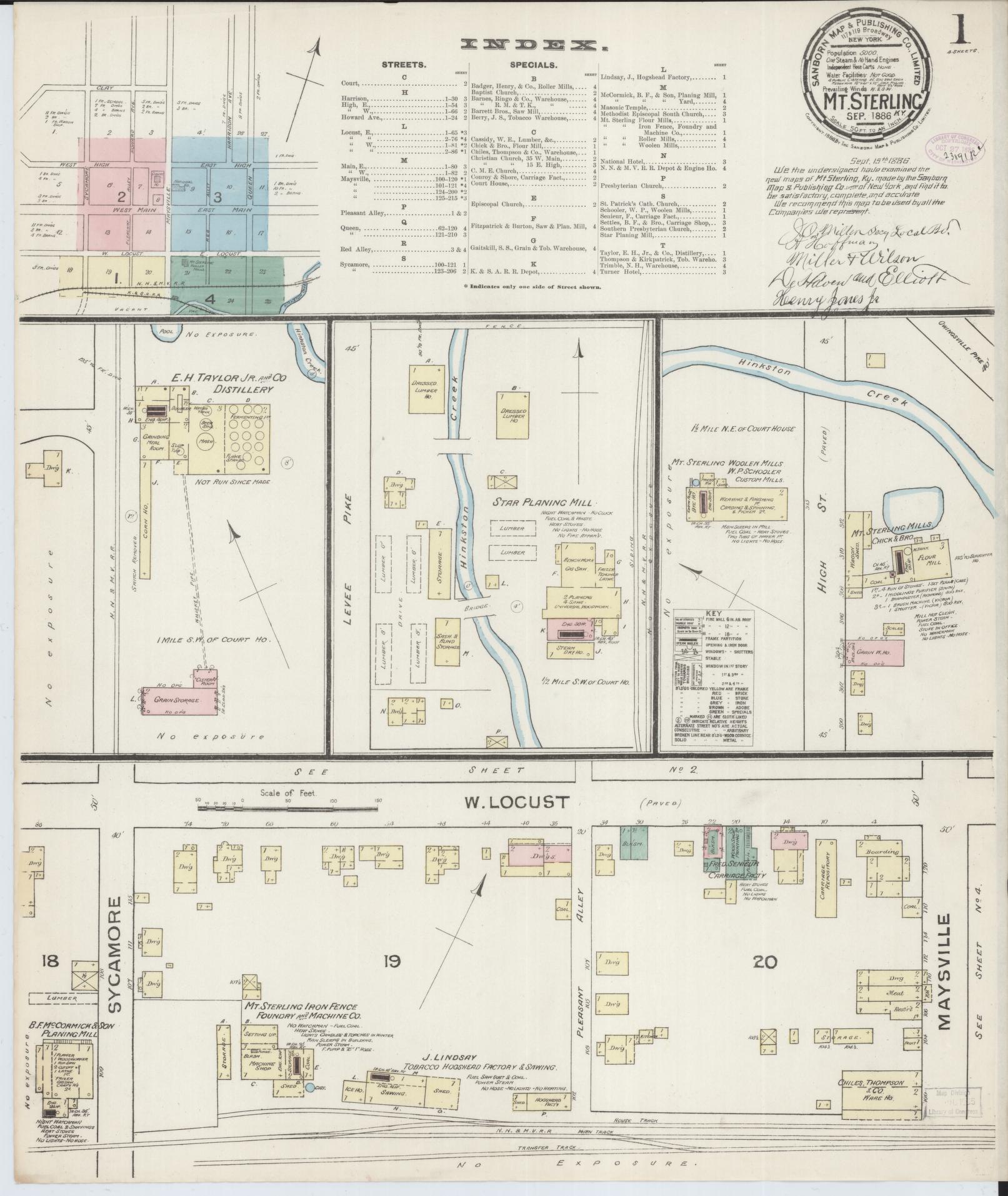 Sanborn Fire Insurance Map from Mount Sterling, Montgomery County, Kentucky (1886), Sheet #0001 - Complete Map Set gallery image, historic Sanborn map, vintage wall art, Kentucky Kentucky
