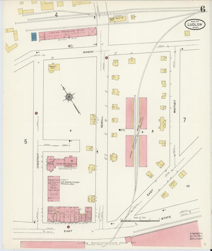 Sanborn Fire Insurance Map from Ludlow, Hampden County, Massachusetts (1911), Sheet #0006 - Complete Map Set gallery image, historic Sanborn map, vintage wall art, Massachusetts Massachusetts