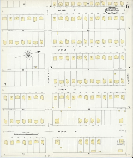 Sanborn Fire Insurance Map from Bogalusa, Washington Parish, Louisiana (1908), Sheet #0006 - Historic Sanborn Fire Insurance Map Print, vintage old map wall art, antique decor, genealogy gift, Louisiana Louisiana map