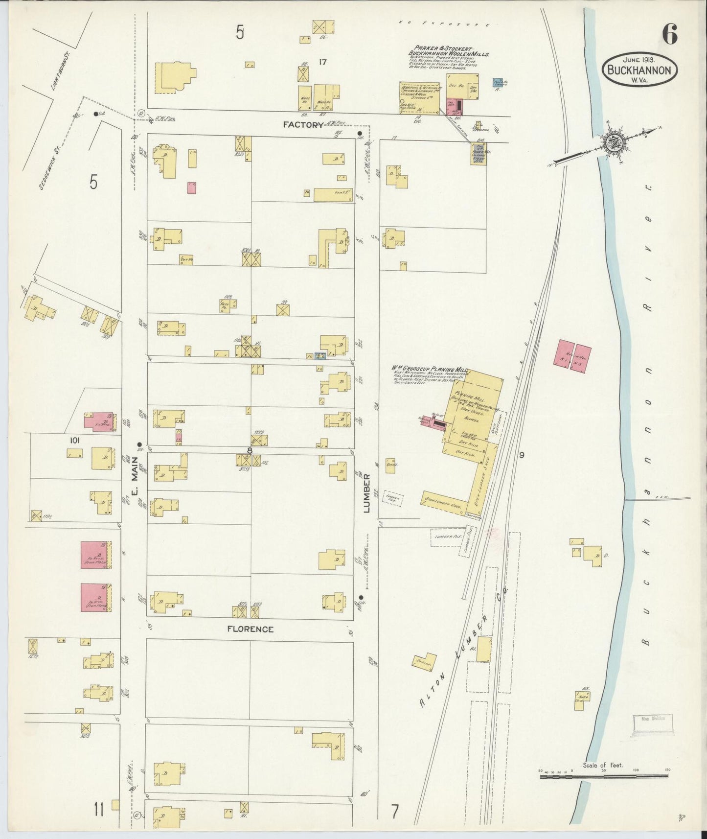 Sanborn Fire Insurance Map from Buckhannon, Upshur County, West Virginia (1913), Sheet #0006 - Complete Map Set gallery image, historic Sanborn map, vintage wall art, West Virginia West Virginia