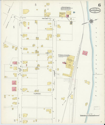 Sanborn Fire Insurance Map from Buckhannon, Upshur County, West Virginia (1913), Sheet #0006 - Complete Map Set gallery image, historic Sanborn map, vintage wall art, West Virginia West Virginia