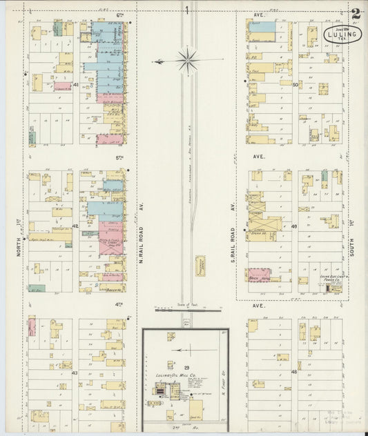 Sanborn Fire Insurance Map from Luling, Caldwell County, Texas (1896), Sheet #0002 - Historic Sanborn Fire Insurance Map Print, vintage old map wall art, antique decor, genealogy gift, Texas Texas map