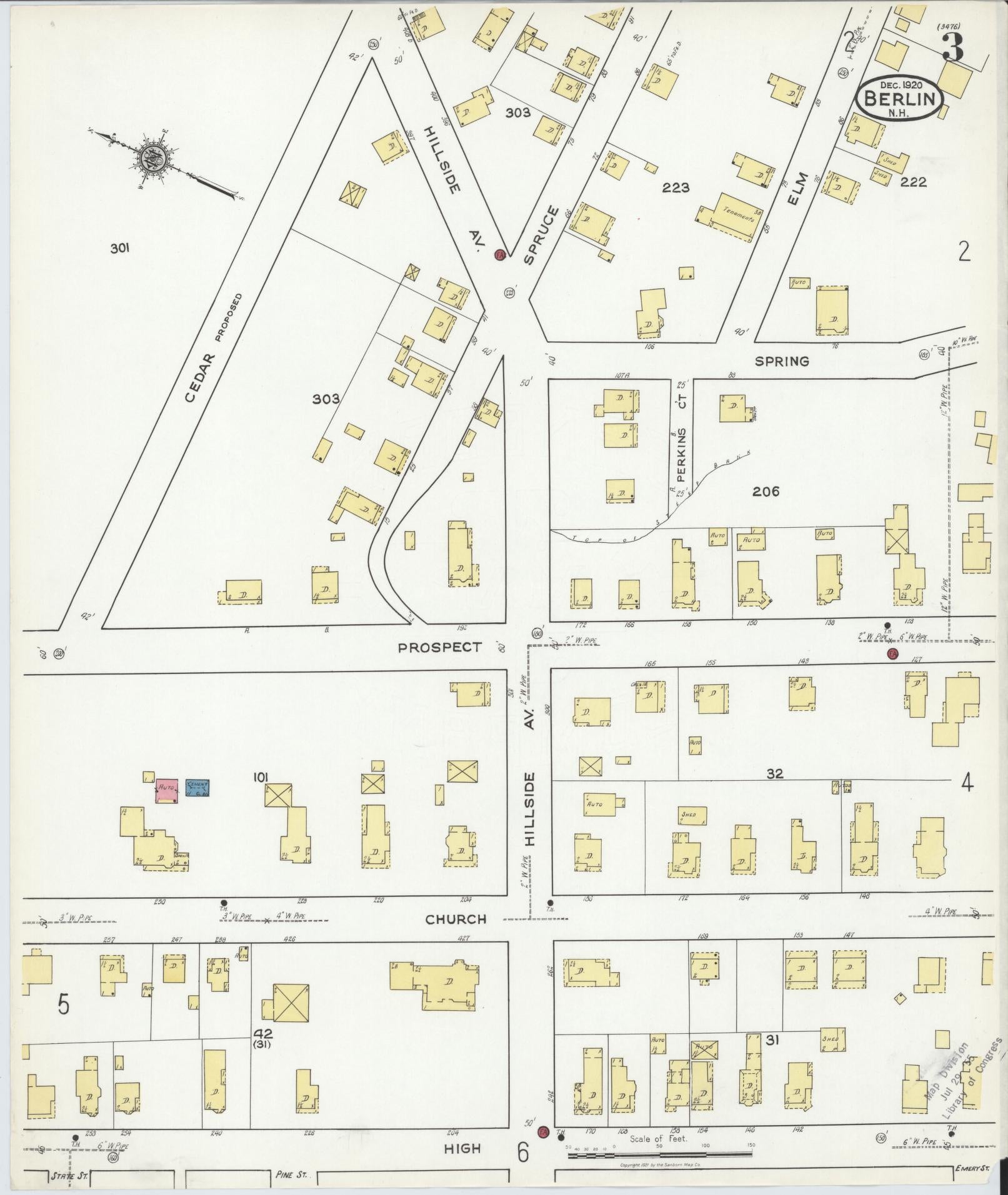 Sanborn Fire Insurance Map from Berlin, Coos County, New Hampshire (1920), Sheet #0003 - Complete Map Set gallery image, historic Sanborn map, vintage wall art, New Hampshire New Hampshire