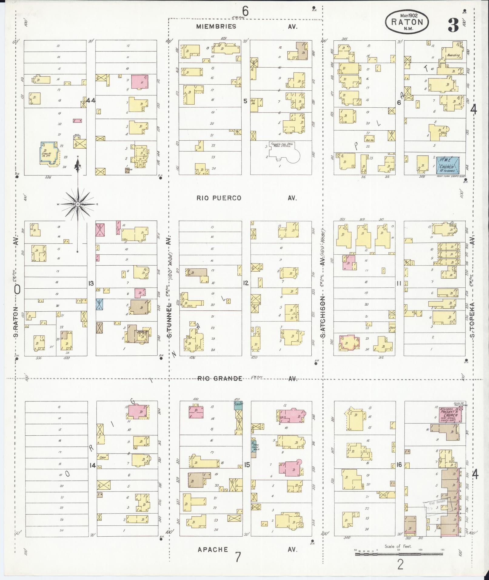 Sanborn Fire Insurance Map from Raton, Colfax County, New Mexico (1902), Sheet #0003 - Complete Map Set gallery image, historic Sanborn map, vintage wall art, New Mexico New Mexico