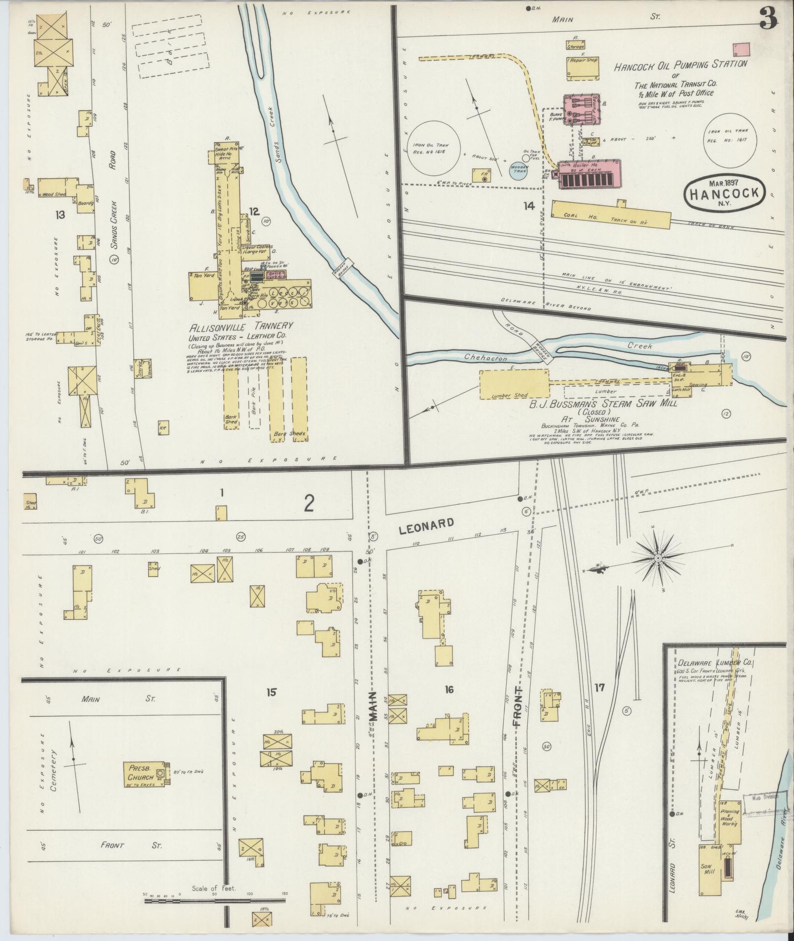 Sanborn Fire Insurance Map from Hancock, Delaware County, New York (1897), Sheet #0003 - Complete Map Set gallery image, historic Sanborn map, vintage wall art, New York New York