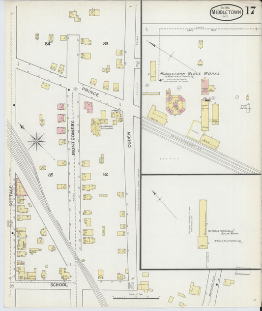 Sanborn Fire Insurance Map from Middletown, Orange County, New York (1892), Sheet #0017 - Historic Sanborn Fire Insurance Map Print, vintage old map wall art, antique decor, genealogy gift, New York New York map