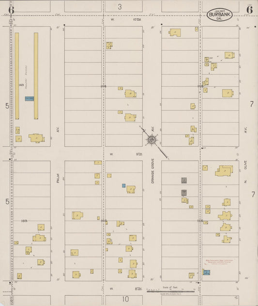 Sanborn Fire Insurance Map from Burbank, Los Angeles County, California (1923), Sheet #0006 - Historic Sanborn Fire Insurance Map Print, vintage old map wall art, antique decor, genealogy gift, California California map