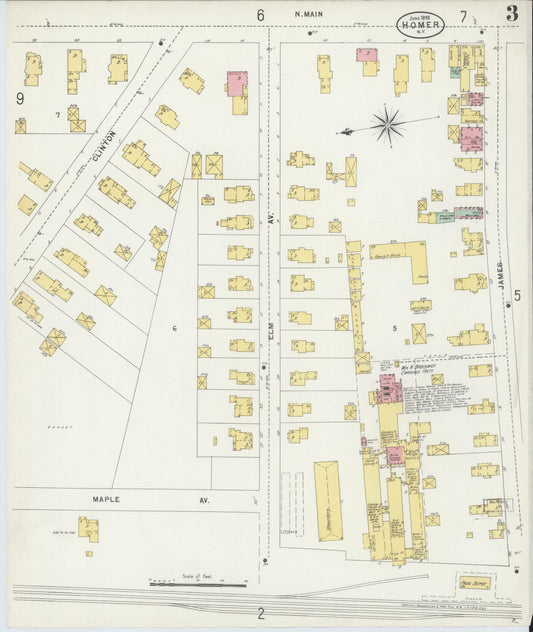 Sanborn Fire Insurance Map from Homer, Cortland County, New York (1898), Sheet #0003 - Historic Sanborn Fire Insurance Map Print, vintage old map wall art, antique decor, genealogy gift, New York New York map