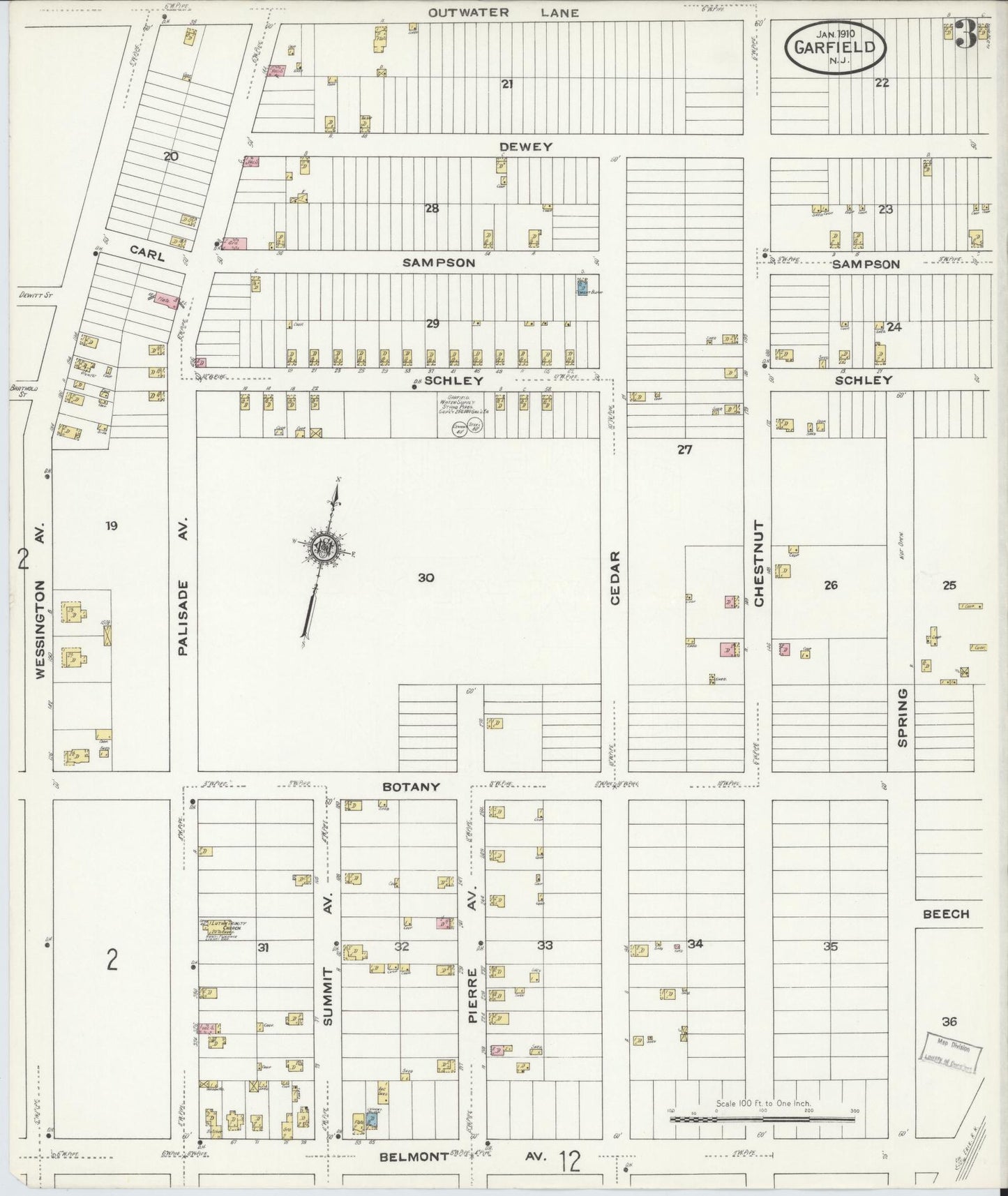 Sanborn Fire Insurance Map from Garfield, Bergen County, New Jersey (1910), Sheet #0003 - Complete Map Set gallery image, historic Sanborn map, vintage wall art, New Jersey New Jersey