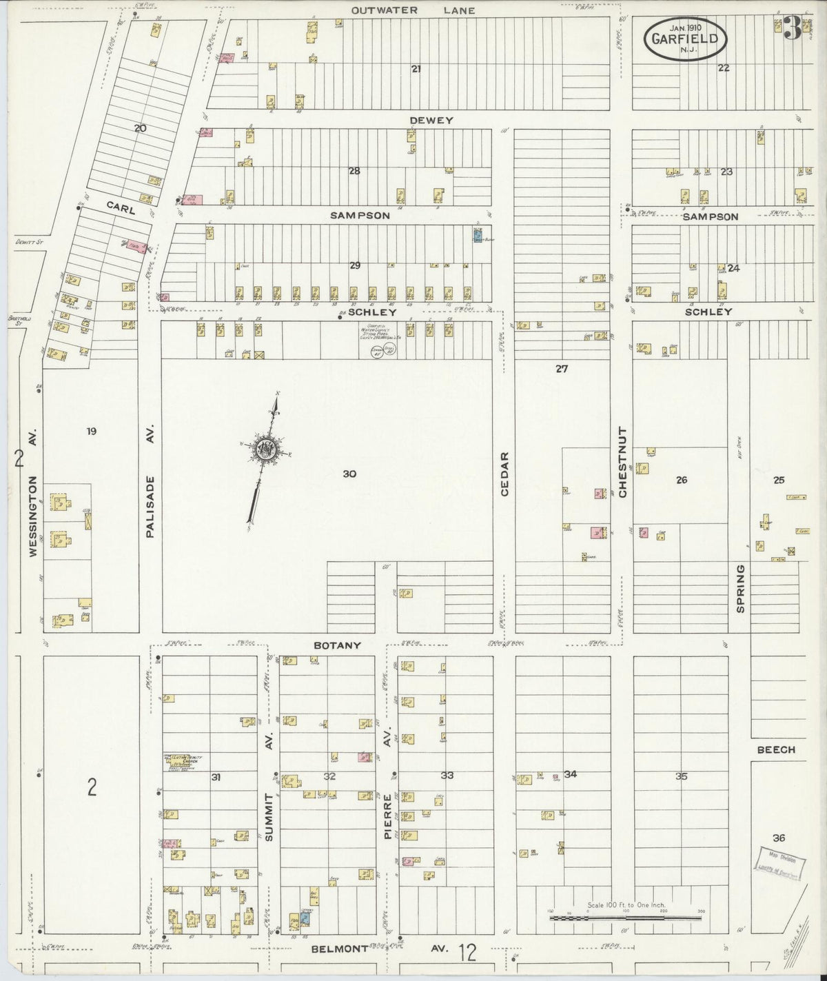 Sanborn Fire Insurance Map from Garfield, Bergen County, New Jersey (1910), Sheet #0003 - Complete Map Set gallery image, historic Sanborn map, vintage wall art, New Jersey New Jersey