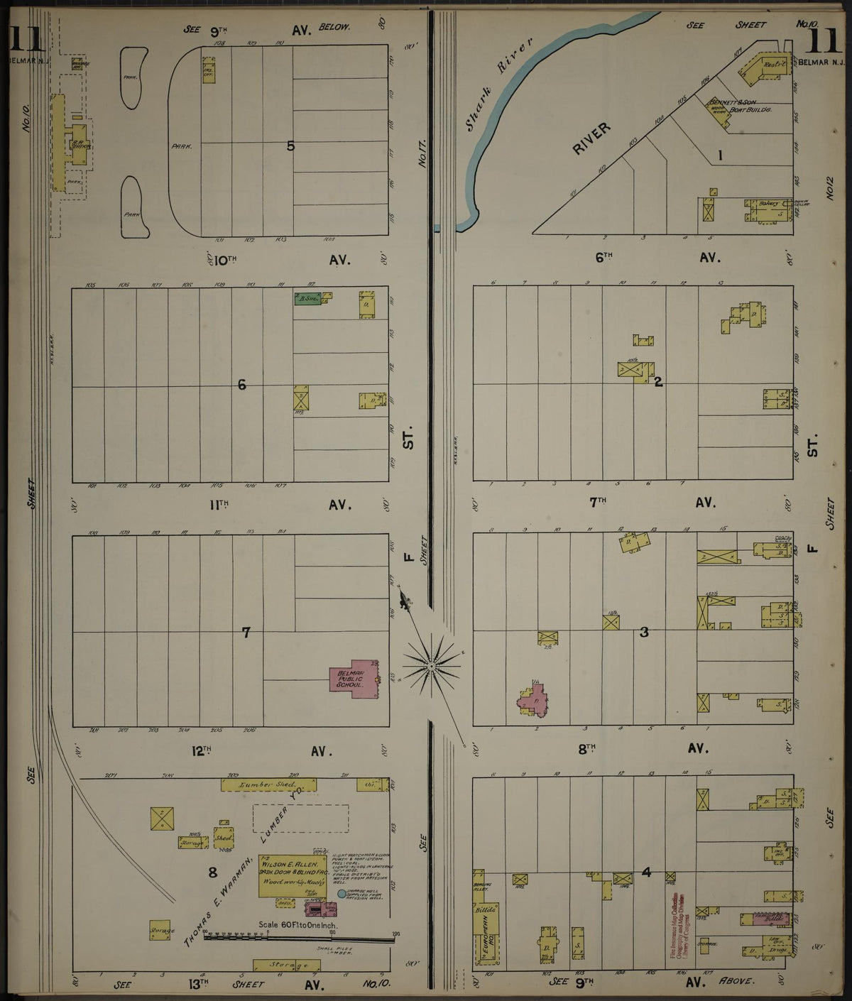 Sanborn Fire Insurance Map from New Jersey Coast, New Jersey Coast, New Jersey (1890), Sheet #0011 - Complete Map Set gallery image, historic Sanborn map, vintage wall art, New Jersey Coast New Jersey