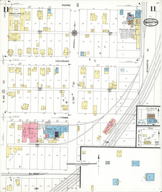 Sanborn Fire Insurance Map from Manhattan, Riley County, Kansas (1923), Sheet #0011 - Historic Sanborn Fire Insurance Map Print, vintage old map wall art, antique decor, genealogy gift, Kansas Kansas map