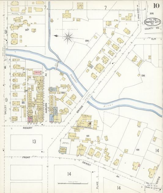Sanborn Fire Insurance Map from Baker, Baker County, Oregon (1903), Sheet #0010 - Historic Sanborn Fire Insurance Map Print, vintage old map wall art, antique decor, genealogy gift, Oregon Oregon map