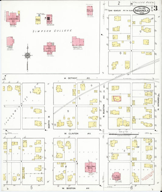 Sanborn Fire Insurance Map from Indianola, Warren County, Iowa (1918), Sheet #0003 - Historic Sanborn Fire Insurance Map Print, vintage old map wall art