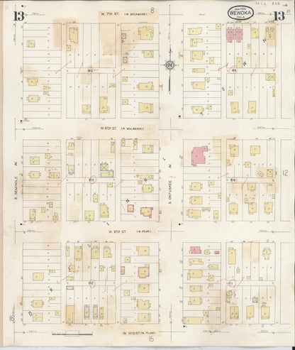 Sanborn Fire Insurance Map from Wewoka, Seminole County, Oklahoma (1945), Sheet #0013 - Complete Map Set gallery image, historic Sanborn map, vintage wall art, Oklahoma Oklahoma