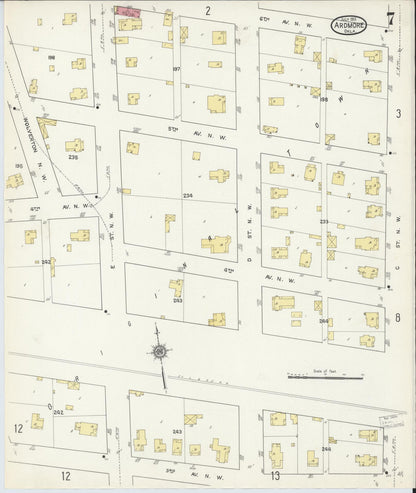 Sanborn Fire Insurance Map from Ardmore, Carter County, Oklahoma (1913), Sheet #0007 - Complete Map Set gallery image, historic Sanborn map, vintage wall art, Oklahoma Oklahoma