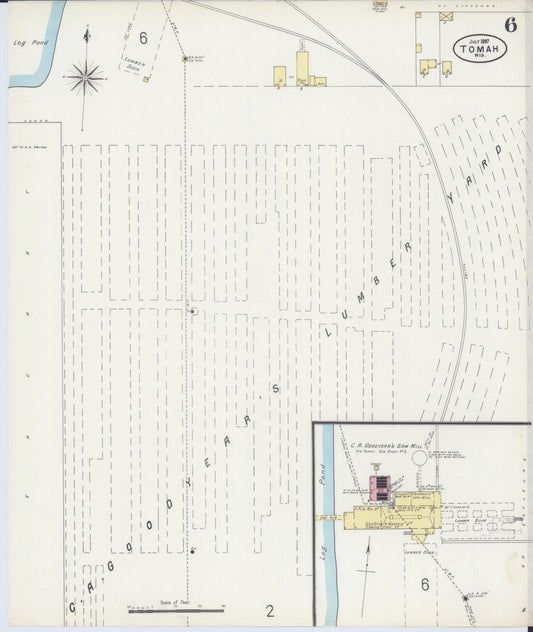 Sanborn Fire Insurance Map from Tomah, Monroe County, Wisconsin (1897), Sheet #0006 - Historic Sanborn Fire Insurance Map Print, vintage old map wall art, antique decor, genealogy gift, Wisconsin Wisconsin map