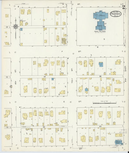 Sanborn Fire Insurance Map from Pawnee, Pawnee County, Oklahoma (1913), Sheet #0002 - Complete Map Set gallery image, historic Sanborn map, vintage wall art, Oklahoma Oklahoma