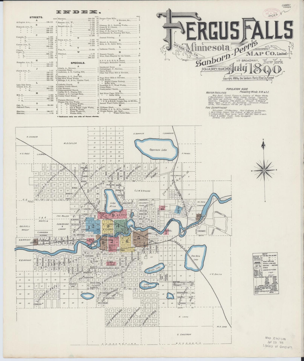 Sanborn Fire Insurance Map from Fergus Falls, Otter Tail County, Minnesota (1890), Sheet #0001 - Complete Map Set gallery image, historic Sanborn map, vintage wall art, Minnesota Minnesota