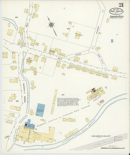 Sanborn Fire Insurance Map from Port Jervis, Orange County, New York (1912), Sheet #0021 - Complete Map Set gallery image, historic Sanborn map, vintage wall art, New York New York