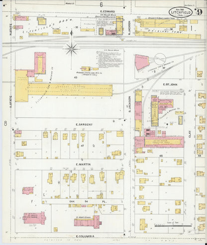 Sanborn Fire Insurance Map from Litchfield, Montgomery County, Illinois (1905), Sheet #0009 - Complete Map Set gallery image, historic Sanborn map, vintage wall art, Illinois Illinois