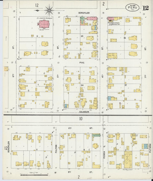 Sanborn Fire Insurance Map from Peru, La Salle County, Illinois (1902), Sheet #0012 - Historic Sanborn Fire Insurance Map Print, vintage old map wall art, antique decor, genealogy gift, Illinois Illinois map