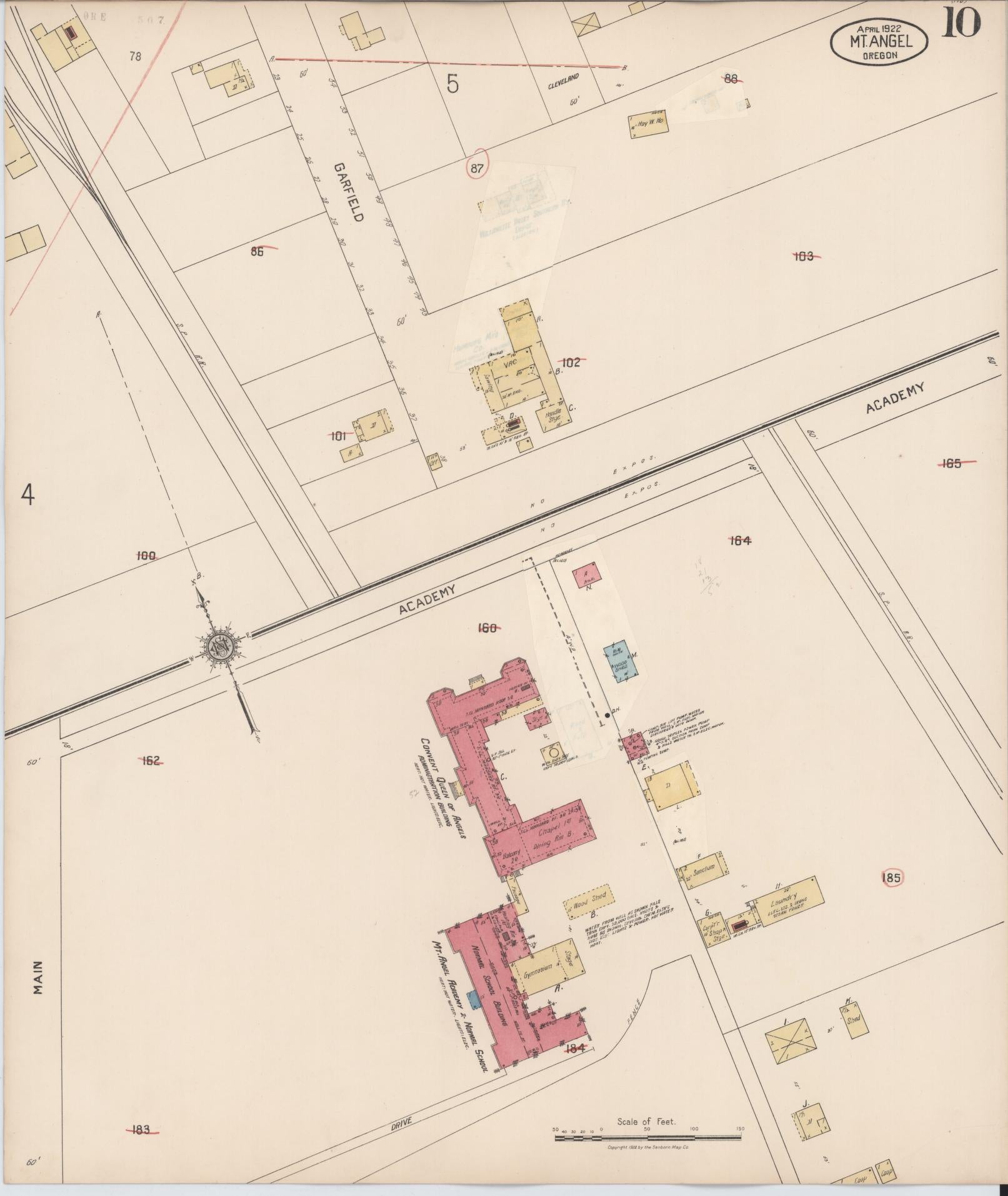 Sanborn Fire Insurance Map from Mount Angel, Marion County, Oregon (1931), Sheet #0010 - Complete Map Set gallery image, historic Sanborn map, vintage wall art, Oregon Oregon