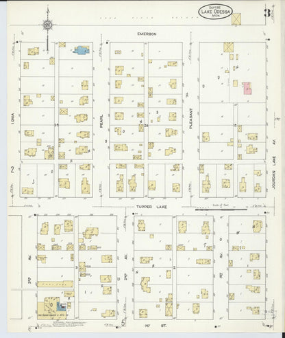 Sanborn Fire Insurance Map from Lake Odessa, Ionia County, Michigan (1912), Sheet #0003 - Historic Sanborn Fire Insurance Map Print, vintage old map wall art, antique decor, genealogy gift, Michigan Michigan map