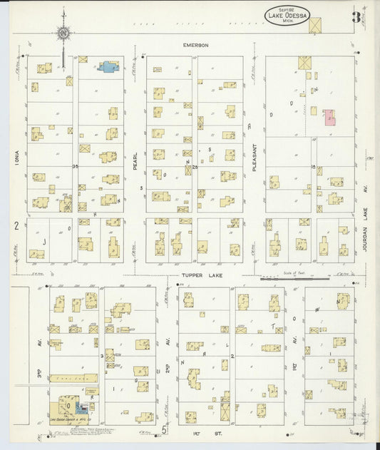 Sanborn Fire Insurance Map from Lake Odessa, Ionia County, Michigan (1912), Sheet #0003 - Historic Sanborn Fire Insurance Map Print, vintage old map wall art, antique decor, genealogy gift, Michigan Michigan map