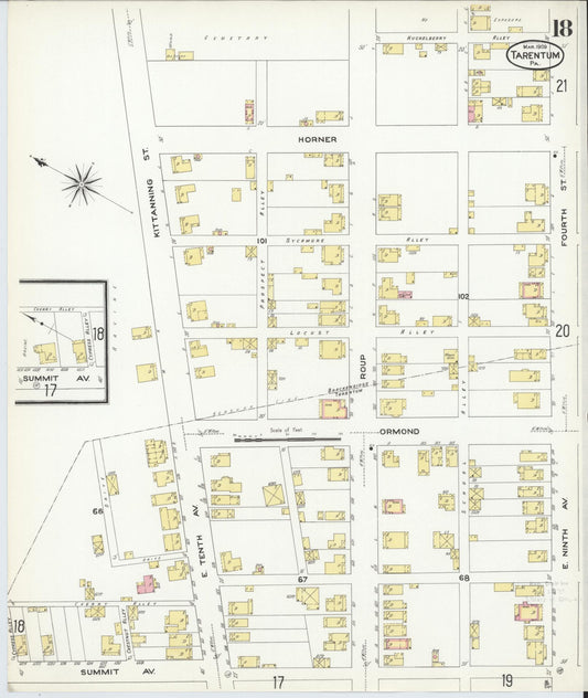 Sanborn Fire Insurance Map from Tarentum, Allegheny County, Pennsylvania (1909), Sheet #0018 - Historic Sanborn Fire Insurance Map Print, vintage old map wall art, antique decor, genealogy gift, Pennsylvania Pennsylvania map
