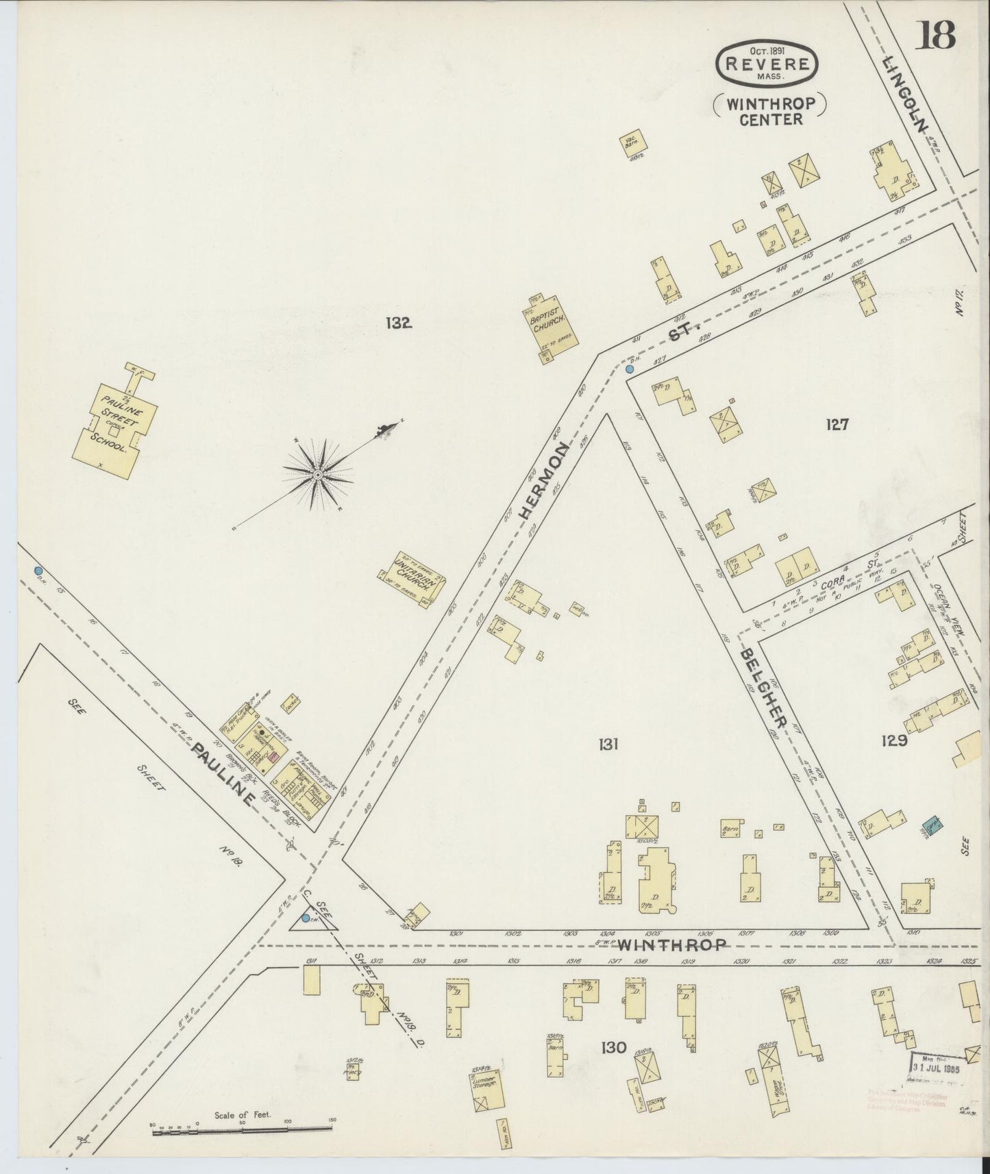 Sanborn Fire Insurance Map from Revere, Suffolk County, Massachusetts (1891), Sheet #0018 - Complete Map Set gallery image, historic Sanborn map, vintage wall art, Massachusetts Massachusetts
