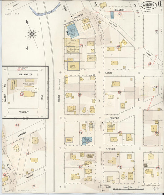 Sanborn Fire Insurance Map from Winlock, Lewis County, Washington (1942), Sheet #0006 - Historic Sanborn Fire Insurance Map Print, vintage old map wall art, antique decor, genealogy gift, Washington Washington map