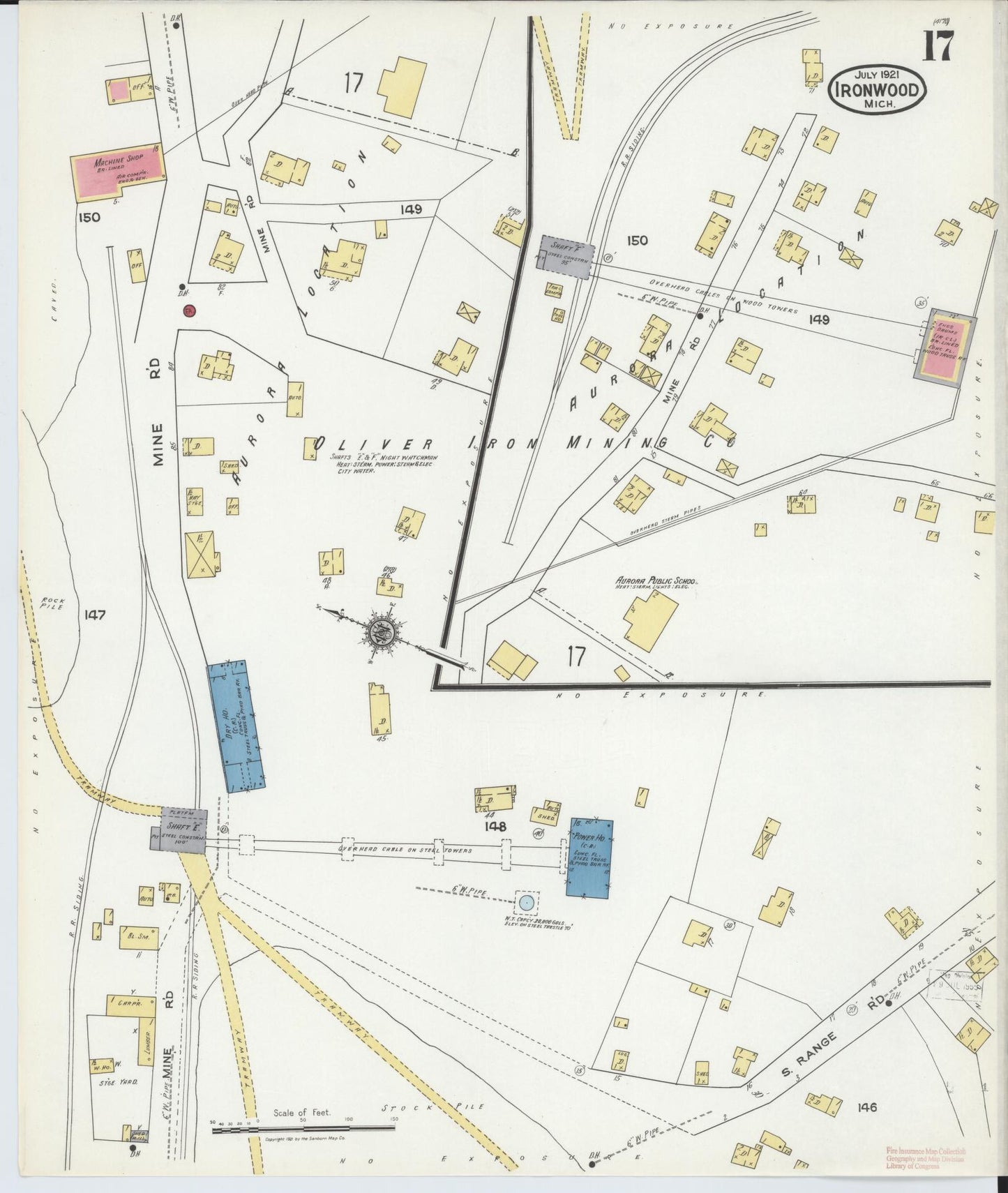 Sanborn Fire Insurance Map from Ironwood, Gogebic County, Michigan (1921), Sheet #0017 - Complete Map Set gallery image, historic Sanborn map, vintage wall art, Michigan Michigan