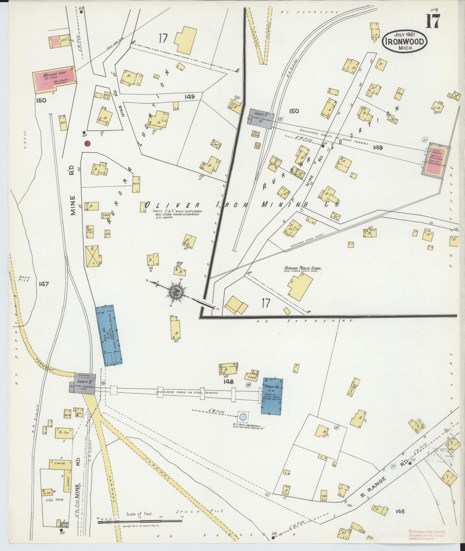 Sanborn Fire Insurance Map from Ironwood, Gogebic County, Michigan (1921), Sheet #0017 - Complete Map Set gallery image, historic Sanborn map, vintage wall art, Michigan Michigan
